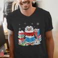 Cute Christmas A Penguin Reading Book Snowflake Hot Teacher Men's V-Neck T-Shirt Cute Christmas A Penguin Reading Book Snowflake Hot Teacher Men's V-Neck T-Shirt