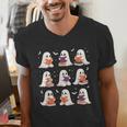 Cute Ghost Reading Book Lovers Halloween Ghost Men's V-Neck T-Shirt Cute Ghost Reading Book Lovers Halloween Ghost Men's V-Neck T-Shirt