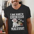 Cute Glasses Read Books & Pet My Maltese Lover Men's V-Neck T-Shirt