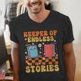 Cute Librarian Library Book Lover Keeper Of Endless Stories Men's V-Neck T-Shirt Cute Librarian Library Book Lover Keeper Of Endless Stories Men's V-Neck T-Shirt