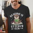 Cute Otter Reading Book Lover Sea Otters Animal Lover Men's V-Neck T-Shirt Cute Otter Reading Book Lover Sea Otters Animal Lover Men's V-Neck T-Shirt