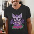 Cute Pastel Goth Bat Reading Book Men's V-Neck T-Shirt