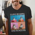 Cute Penguin Reading Book School Librarian Teacher Student Men's V-Neck T-Shirt