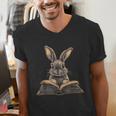 Cute Rabbit Bunny Book Lover Men's V-Neck T-Shirt