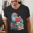 Cute Reading Seal On Books Book Lover Men's V-Neck T-Shirt Cute Reading Seal On Books Book Lover Men's V-Neck T-Shirt