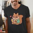 Cute Squirrel Reading A Book Lovers Anime Kawaii Women Kids Men's V-Neck T-Shirt