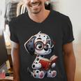 Dalmatian Reading a Book Dog Men's V-Neck T-Shirt