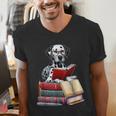 Dalmatian Reading Books Matching Bookworm Readers Librarian Men's V-Neck T-Shirt