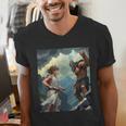 David And Goliath Bible Book Of Samuel King David Comic Men's V-Neck T-Shirt