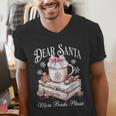 Dear Santa More Book Please Christmas Reading Book Librarian Men's V-Neck T-Shirt
