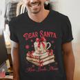 Dear Santa More Books Please Coquette Bow Books Christmas Men's V-Neck T-Shirt Dear Santa More Books Please Coquette Bow Books Christmas Men's V-Neck T-Shirt