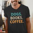 Dogs Books Coffee Book Lover Dogs Coffee Men's V-Neck T-Shirt