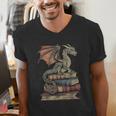 Dragon Fantasy Book Lover Book Nerd Men's V-Neck T-Shirt Dragon Fantasy Book Lover Book Nerd Men's V-Neck T-Shirt