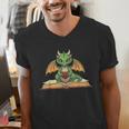 Dragon Reading Book Bookworm Men's V-Neck T-Shirt Dragon Reading Book Bookworm Men's V-Neck T-Shirt
