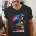 Dragons And Books Dragonworm Book Lover Reading Men's V-Neck T-Shirt