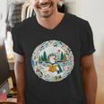 Duck Wilderness Book Reading Illustration Floral Men's V-Neck T-Shirt Duck Wilderness Book Reading Illustration Floral Men's V-Neck T-Shirt