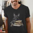 Dutch Shepherd Books Reading Dog Breed Graphic Men's V-Neck T-Shirt Dutch Shepherd Books Reading Dog Breed Graphic Men's V-Neck T-Shirt