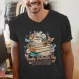 Easily Distracted By Books Book Wildflowers Book Lovers Men's V-Neck T-Shirt