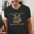 Easily Distracted By Books And Dragons Graphic Men's V-Neck T-Shirt Easily Distracted By Books And Dragons Graphic Men's V-Neck T-Shirt