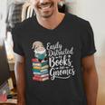 Easily Distracted By Books And Gnomes Men's V-Neck T-Shirt Easily Distracted By Books And Gnomes Men's V-Neck T-Shirt