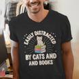 Easily Distracted By Cats & Books Tee Reader Book Worm Men's V-Neck T-Shirt Easily Distracted By Cats & Books Tee Reader Book Worm Men's V-Neck T-Shirt