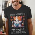 Easily Distracted By Coffee Cats And Books Men's V-Neck T-Shirt