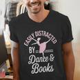 Easily Distracted By Dance And Books Ballet Fun Men's V-Neck T-Shirt