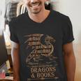 Easily Distracted By Dragons And Books Library Dragon Lover Men's V-Neck T-Shirt Easily Distracted By Dragons And Books Library Dragon Lover Men's V-Neck T-Shirt
