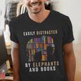 Easily Distracted By Elephants And Books Elephant Men's V-Neck T-Shirt
