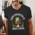 Easily Distracted By Frogs And Books Men's V-Neck T-Shirt