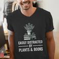 Easily Distracted By Plants & Books Plant Book Lover Men's V-Neck T-Shirt Easily Distracted By Plants & Books Plant Book Lover Men's V-Neck T-Shirt