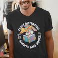Easily Distracted By Rabbits And Books Reading Men's V-Neck T-Shirt