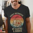 Easily Distracted By Sloths And Books Men's V-Neck T-Shirt Easily Distracted By Sloths And Books Men's V-Neck T-Shirt