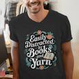 Easily Distracted By Yarn And Books Men's V-Neck T-Shirt