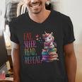 Eat Sleep Read Repeat Unicorn Read Book Reading Lovers Kids Men's V-Neck T-Shirt