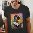 Educated Afro Girl Reading Book Lover History Month Men's V-Neck T-Shirt Educated Afro Girl Reading Book Lover History Month Men's V-Neck T-Shirt