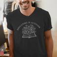 Educating Is Activism Social Education Teacher Book Flower Men's V-Neck T-Shirt Educating Is Activism Social Education Teacher Book Flower Men's V-Neck T-Shirt