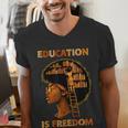 Education Is Freedom Teacher Book Black History Month Men's V-Neck T-Shirt Education Is Freedom Teacher Book Black History Month Men's V-Neck T-Shirt