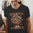 Education Is Freedom Teacher Books Black History Month Men's V-Neck T-Shirt Education Is Freedom Teacher Books Black History Month Men's V-Neck T-Shirt