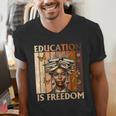 Education Is Freedom Teacher Books Black History Women Men's V-Neck T-Shirt