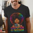 Education Is Freedom Teacher Books History Month Men's V-Neck T-Shirt