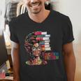 Education Is Freedom History Month Teacher Books Afro Men's V-Neck T-Shirt