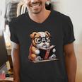 English Bulldog Reading a Book Dog For Men Women Girls Kids Men's V-Neck T-Shirt English Bulldog Reading a Book Dog For Men Women Girls Kids Men's V-Neck T-Shirt