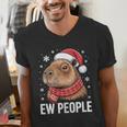 Ew People Capybara Christmas Introvert Holiday Humor Men's V-Neck T-Shirt