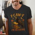 F CAW F Crow I'm Reading Book Lover Fall Men's V-Neck T-Shirt