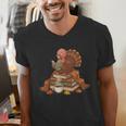 Fall Book Vintage Turkey Thanksgiving Reading Book Lovers Men's V-Neck T-Shirt Fall Book Vintage Turkey Thanksgiving Reading Book Lovers Men's V-Neck T-Shirt