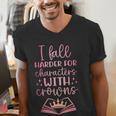I Fall For The Characters WCrowns Fantasy Book Lover Tee Men's V-Neck T-Shirt I Fall For The Characters WCrowns Fantasy Book Lover Tee Men's V-Neck T-Shirt
