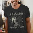 Fantasy Book Club Dragon Reader Book A Day Keep Reality Away Men's V-Neck T-Shirt