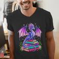 Fantasy Dragon Reading Books Bookworm Men's V-Neck T-Shirt