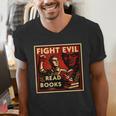 Fight Evil Read Books Propaganda Poster Men's V-Neck T-Shirt